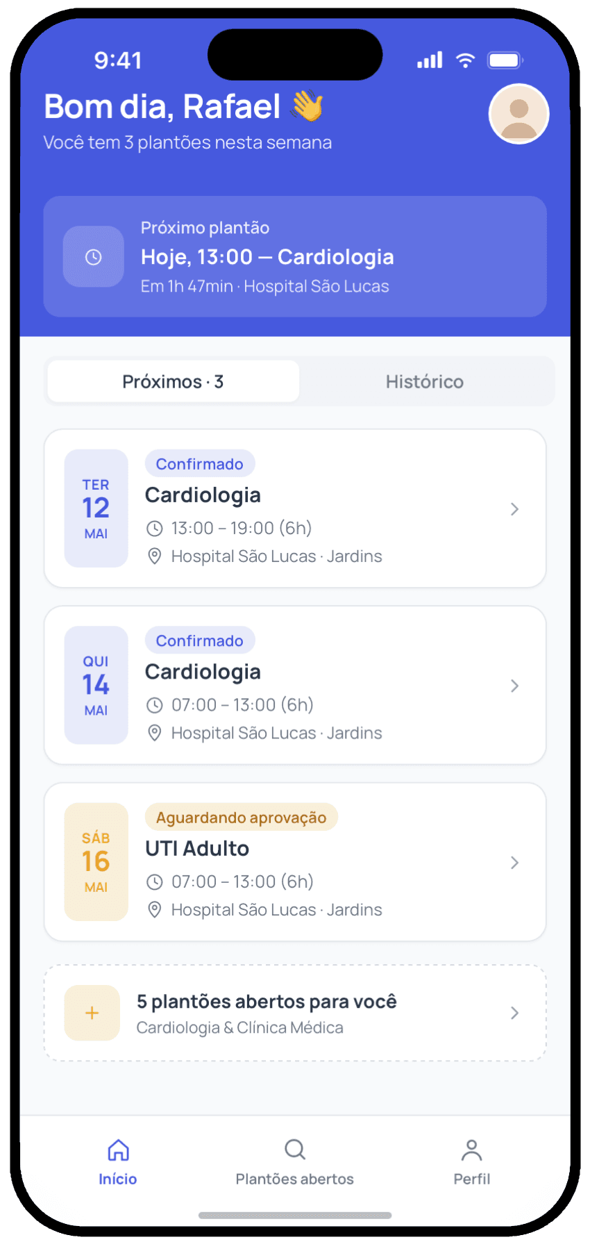 Tela do app no iPhone